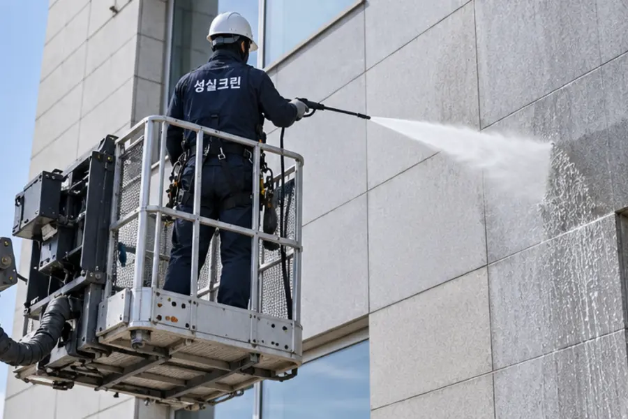 광주 건물외벽청소 틈새·간판 주변 전문장비 관리