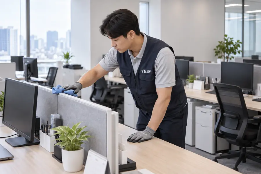 광주 사무실청소 탕비실·휴게공간 작업 장면